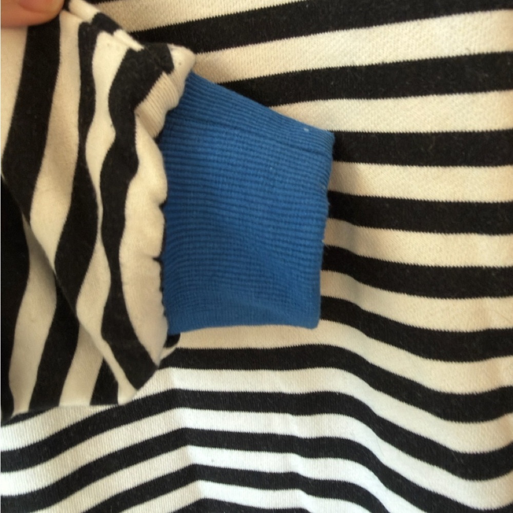 Women’s Oversized Striped Knit Sweatshirt Slouchy Boxy Nautical Preppy L - Picture 4 of 5